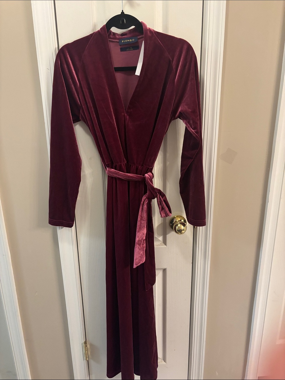 Piombo Velvet Long dress in Deep Wine